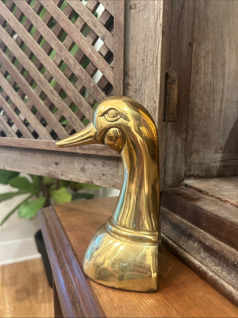 Brass Duck Head Figurine - Polished Gold Tone
